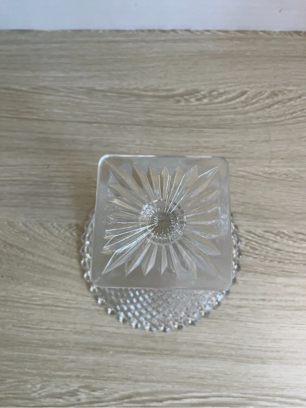 Clear Glass Diamond-Pattern Compote Pedestal Bowl